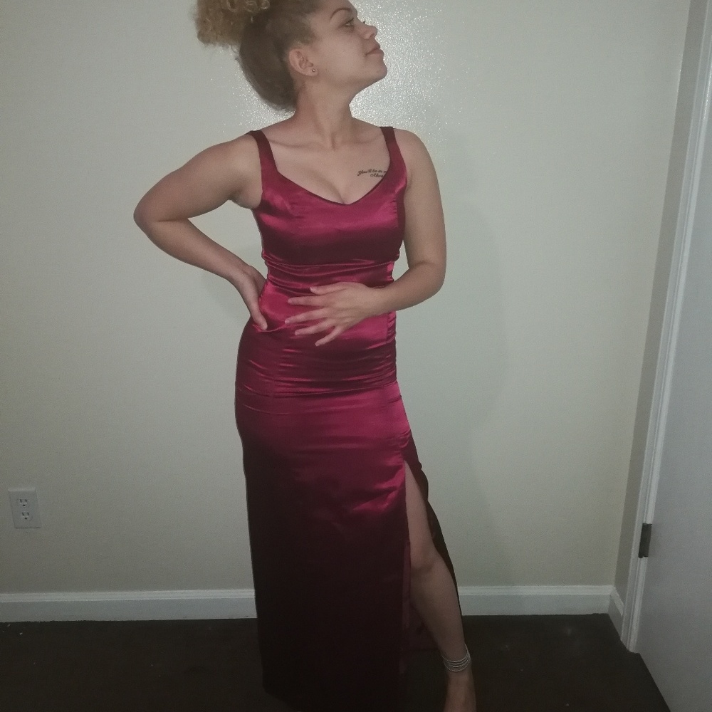 Satin Burgundy Dress